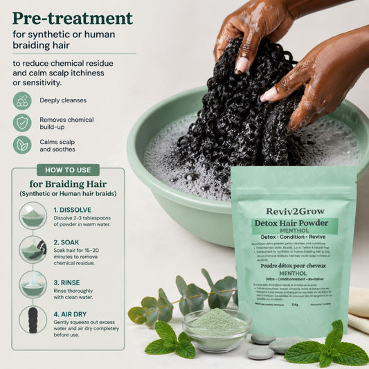 Reviv2Grow Detox Hair Powder for Braids, Locs, Twist & Natural Hair with Menthol - 226g