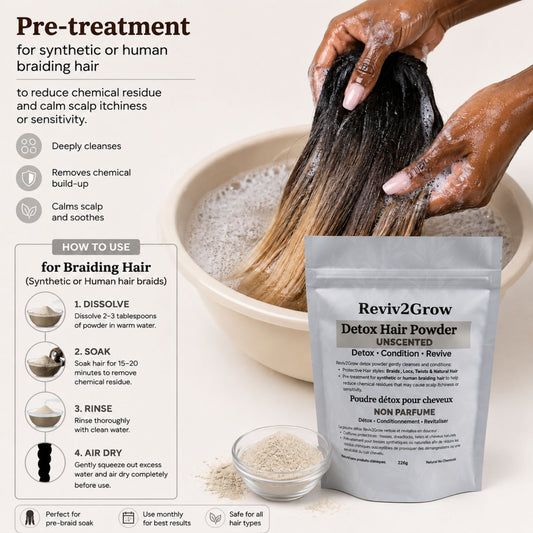 Reviv2Grow Detox Hair Powder for Braids, Locs, Twist & Natural Hair -Unscented -226g