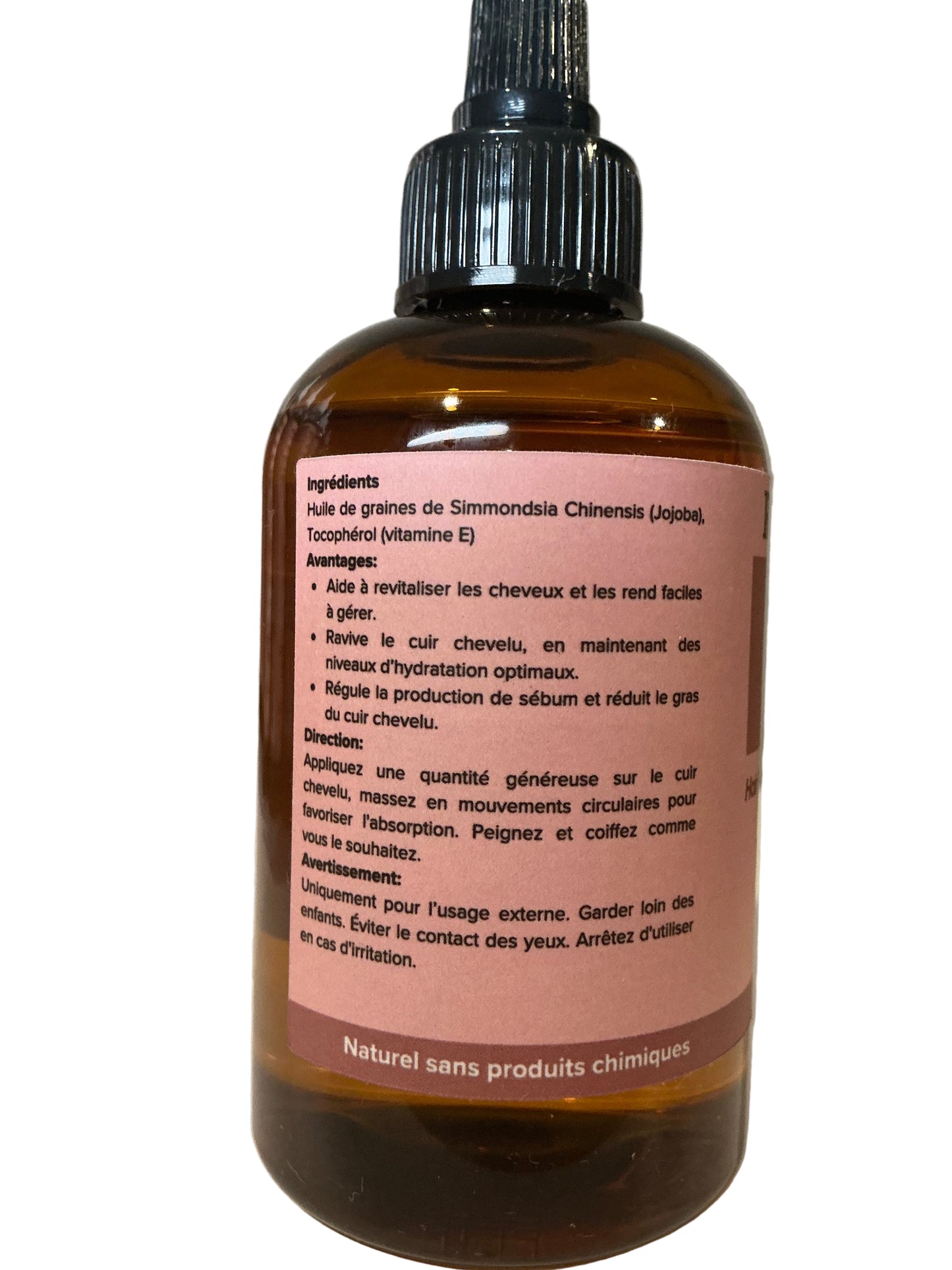 Brown bottle with a label on a white background