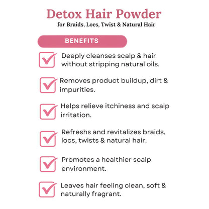 Reviv2Grow Detox Hair Powder for Braids, Locs, Twist & Natural Hair with Rose Petal -226g