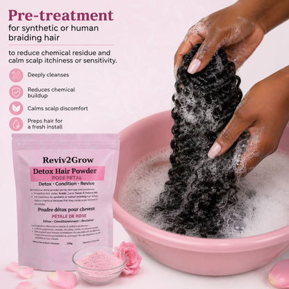 Reviv2Grow Detox Hair Powder for Braids, Locs, Twist & Natural Hair with Rose Petal -226g