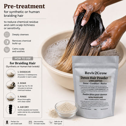 Reviv2Grow Detox Hair Powder for Braids, Locs, Twist & Natural Hair -Unscented -226g