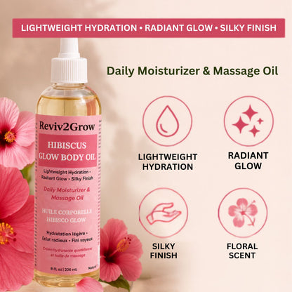Reviv2Grow Hibiscus Glow Body Oil (8oz)