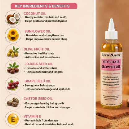 Reviv2Grow Kids Hair Growth Oil with Vitamin E (8oz)