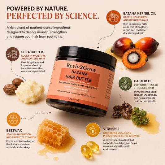 Reviv2Grow 100% Natural Batana Butter with Shea Butter & Castor Oil -4oz