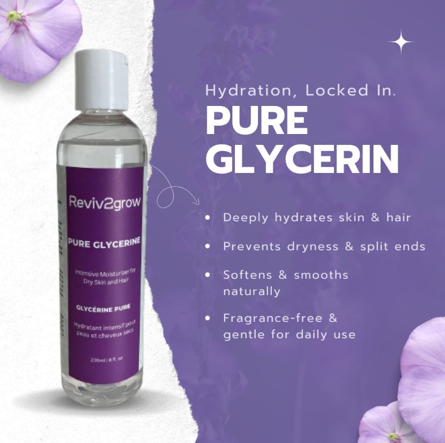 Reviv2Grow vegetable glycerin
Pure glycerin for skin and hair
Natural humectant moisturizer
Plant-based glycerin 8oz
Reviv2Grow hair and skin care oil
Glycerin for dry skin and scalp
DIY beauty glycerin base