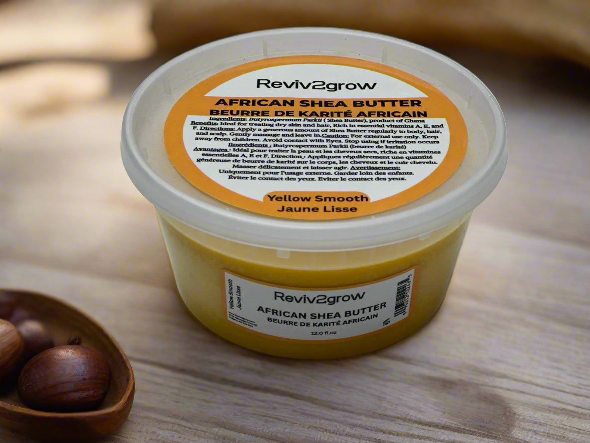 REVIV2GROW 100% Raw Unrefined African Shea Butter - Yellow (12oz), Sareya Beauty Supply Store in Calgary 