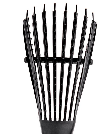 Black hairbrush with bristle design on a white background