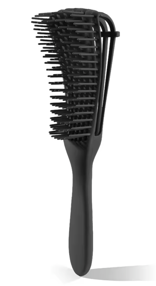 Black hairbrush on a white background