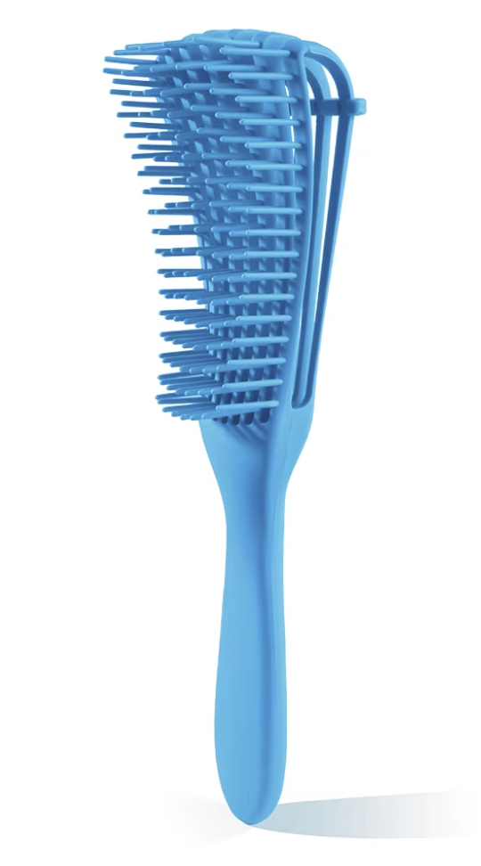 Blue hairbrush on a white background