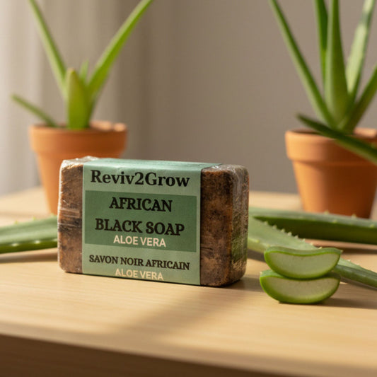 Reviv2Grow African Black Soap with Aloe Vera -4.5 oz