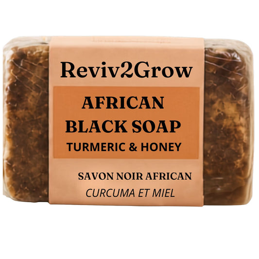 Reviv2Grow African Black Soap  With Turmeric & Honey- 4.5oz