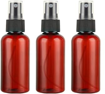 Three red spray bottles with black nozzles on a white background