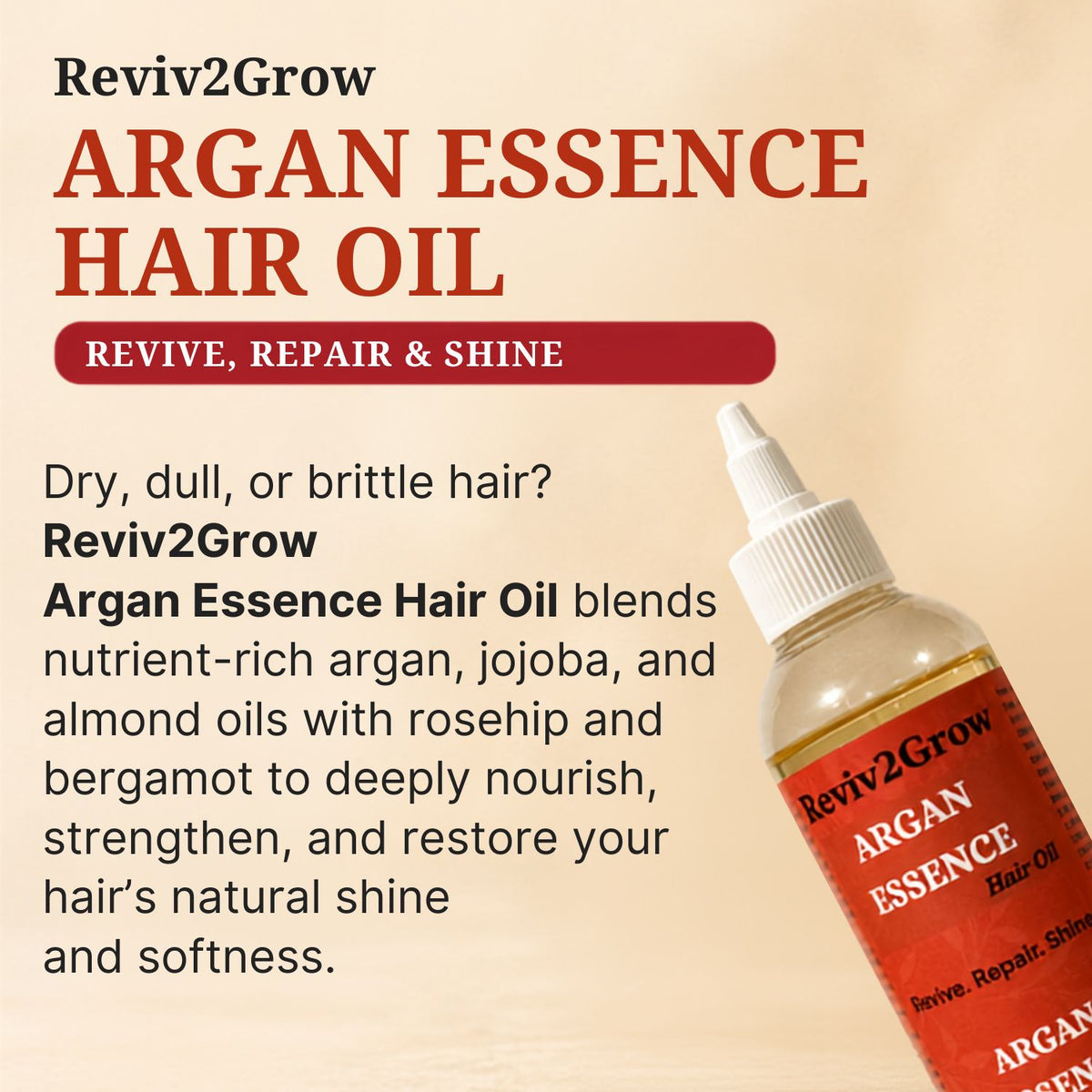 Reviv2Grow Argan Essence Hair Oil (8.0oz)