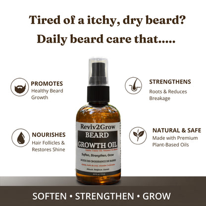 Reviv2Grow Beard Growth Oil with Vitamin E & Biotin(4oz)