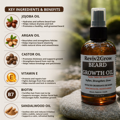 Reviv2Grow Beard Growth Oil with Vitamin E & Biotin(4oz)