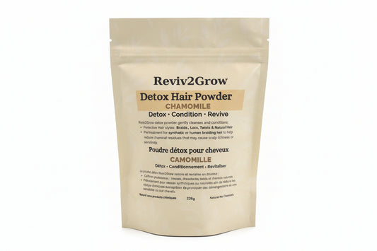 Reviv2Grow Detox Hair Powder package on a white background