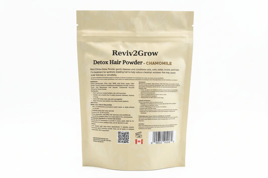 Reviv2Grow Detox Hair Powder packaging on a white background
