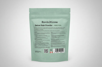 Reviv2Grow Detox Hair Powder Menthol package on a white background