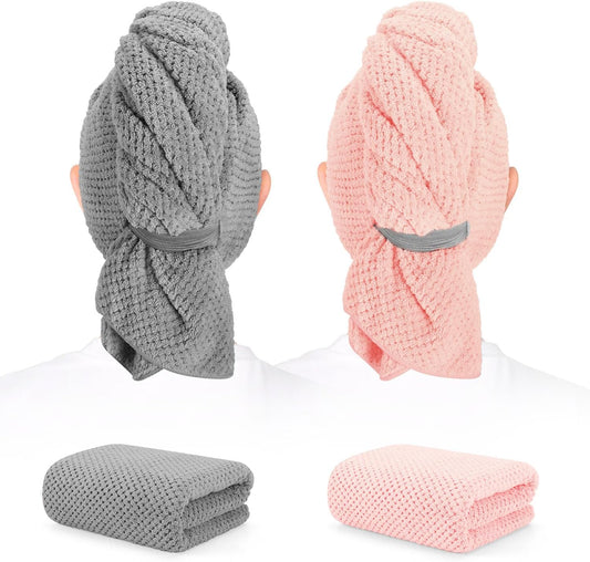 Gray and pink hair turban wraps with a white background