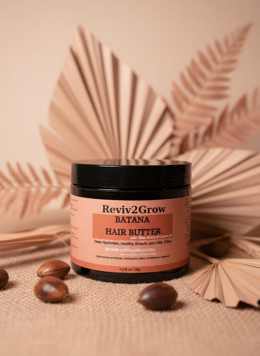 Jar of Reviv2Grow Banana Hair Butter on a white background