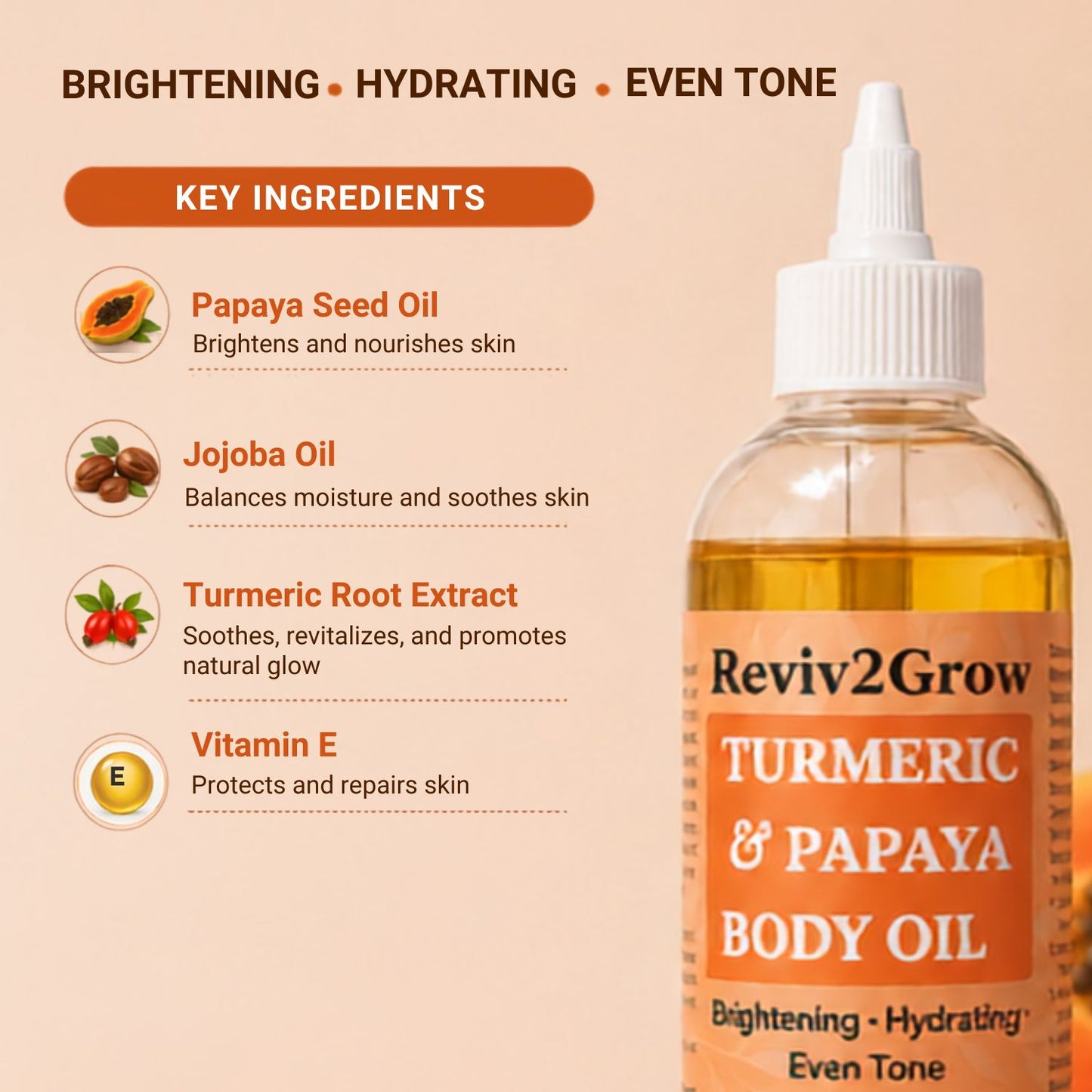 Reviv2Grow Turmeric & Papaya Body Oil -8oz